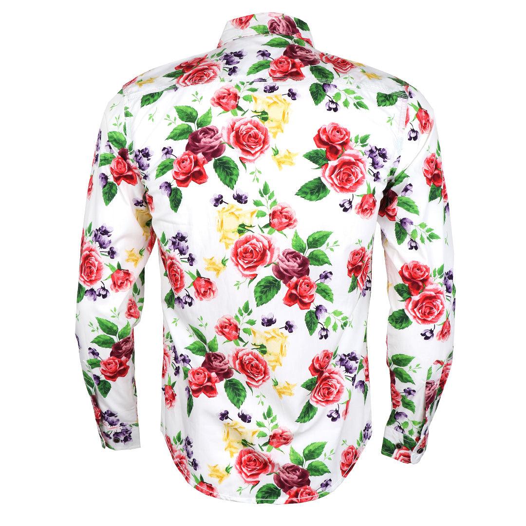 Baijieli Floral Sunflower Long Sleeve Slim Fit Button Up-Brown - Obeezi