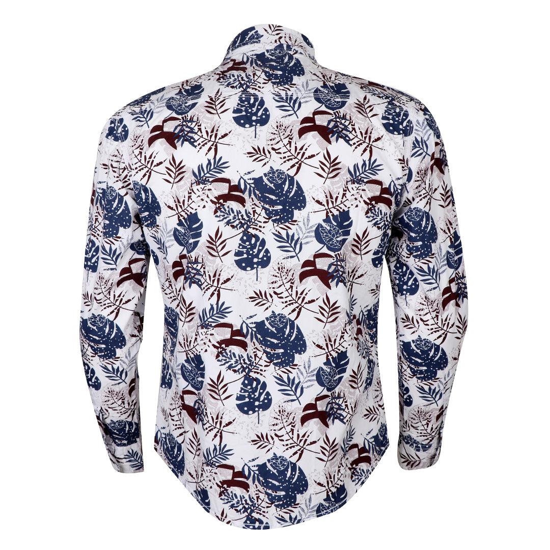 Bajiel Classic Vintage Blue Floral Print Long Sleeve Shirt-Sky Blue - Obeezi