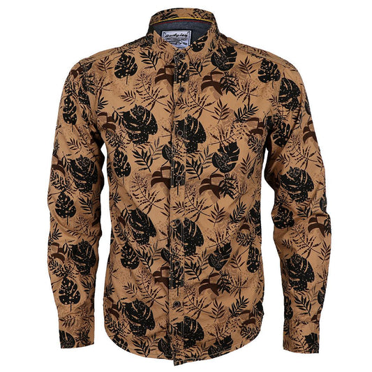 Bajiel Classic Vintage Brown Floral Print Long Sleeve Shirt - Obeezi
