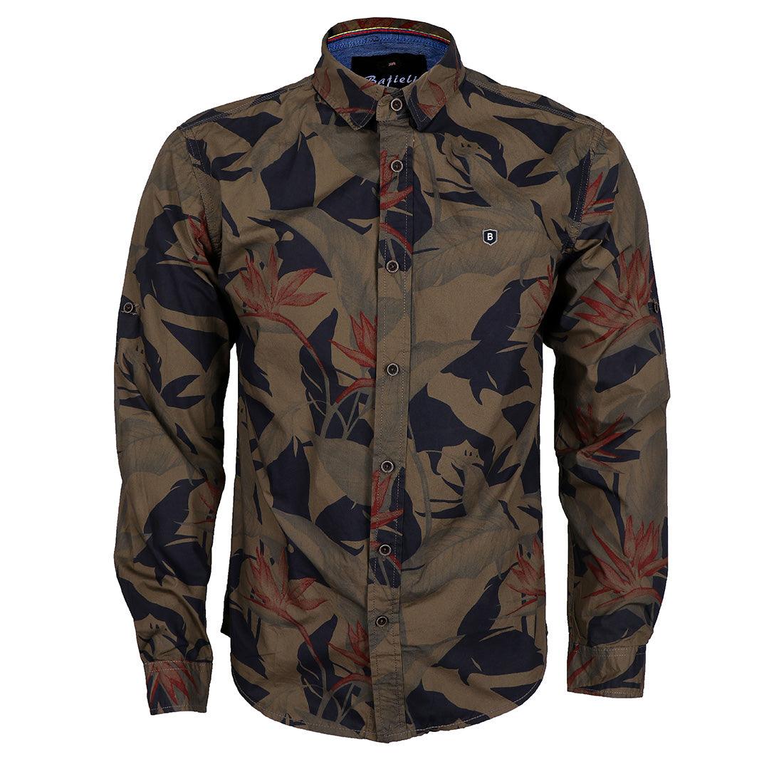 Bajiel Men's Printed Shirt Floral Long Sleeve Vintage Button Down - Obeezi