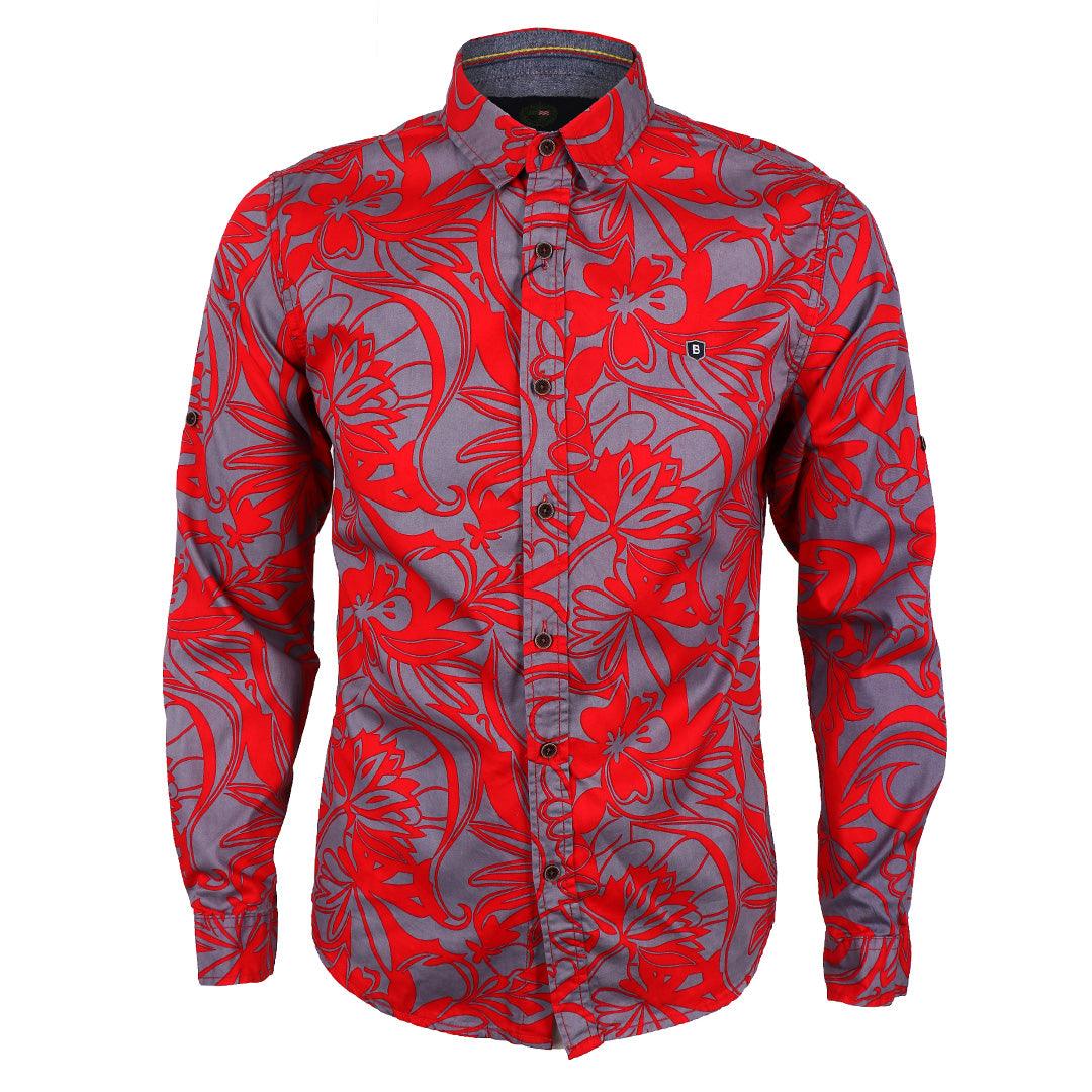 Bajiel Trust Cotton Red Long Sleeve Regal Shirt - Obeezi