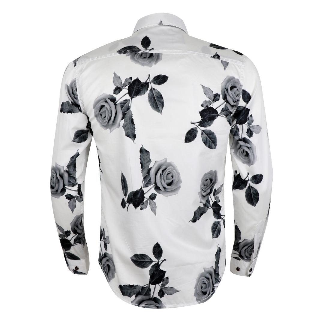 Bajieli Executive White With Classic Ash Flower Designed LongSleeve Shirt - Obeezi.com