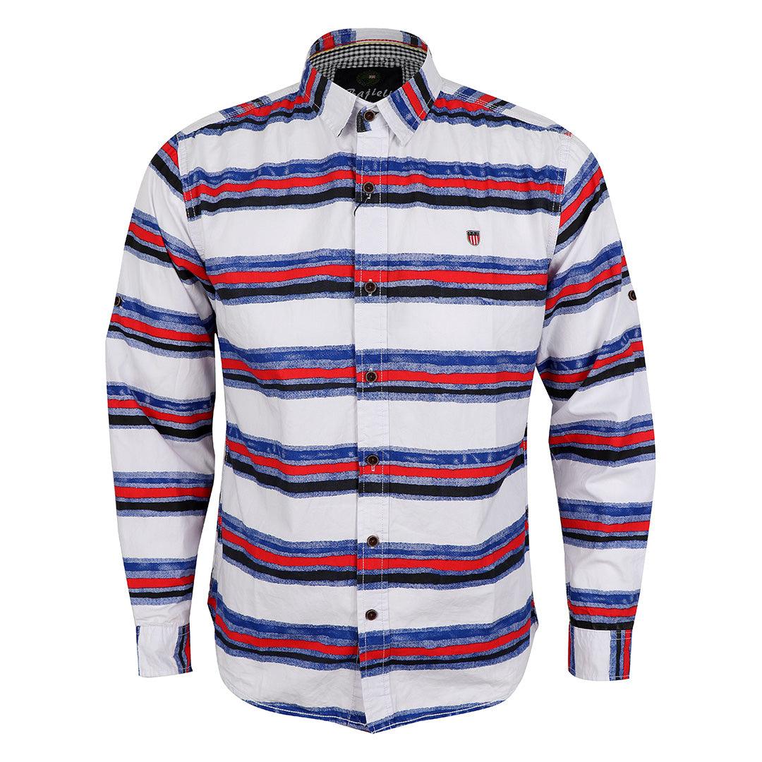 Bajieli Executive White With Red, Blue, And Black Colored LongSleeve Shirt - Obeezi.com