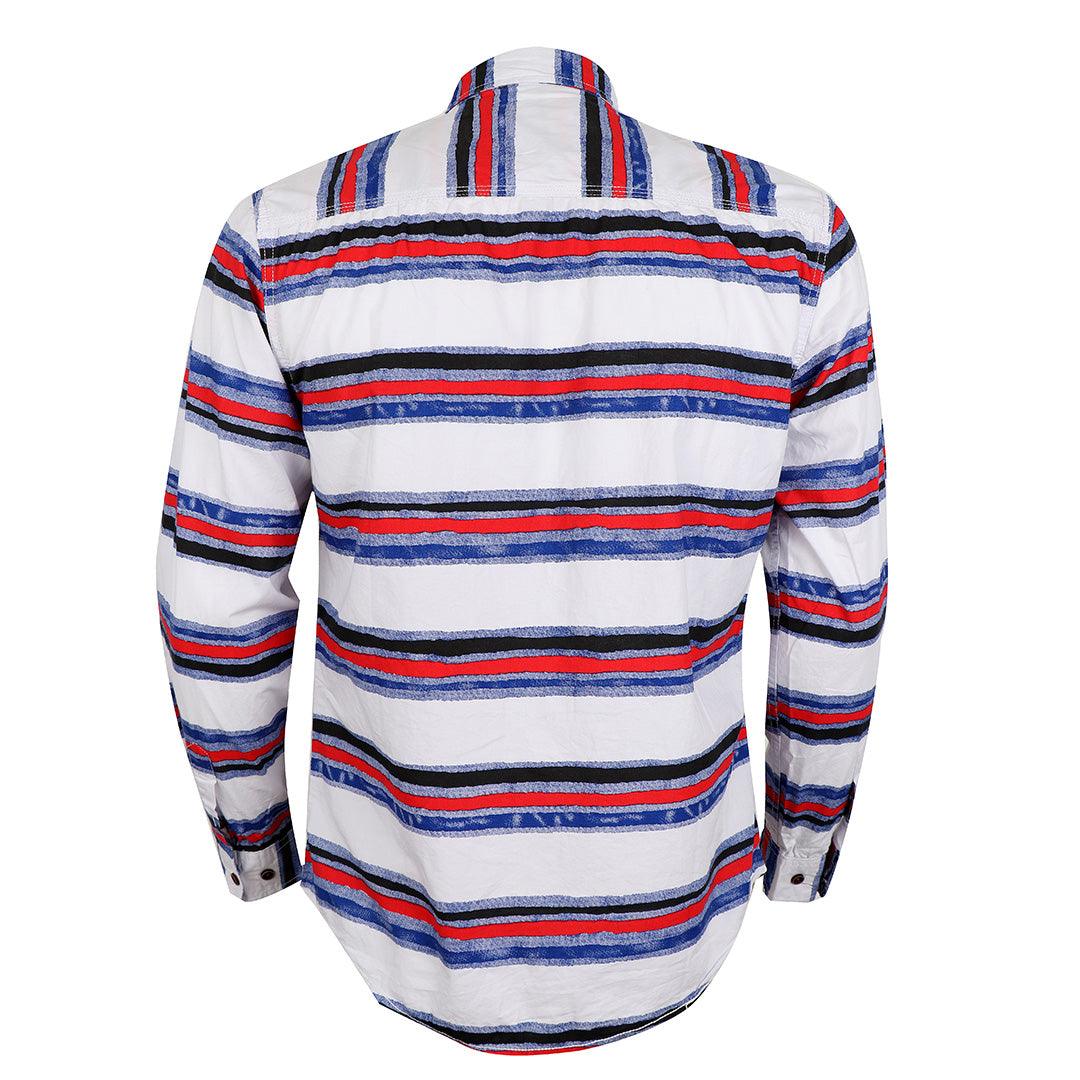 Bajieli Executive White With Red, Blue, And Black Colored LongSleeve Shirt - Obeezi.com