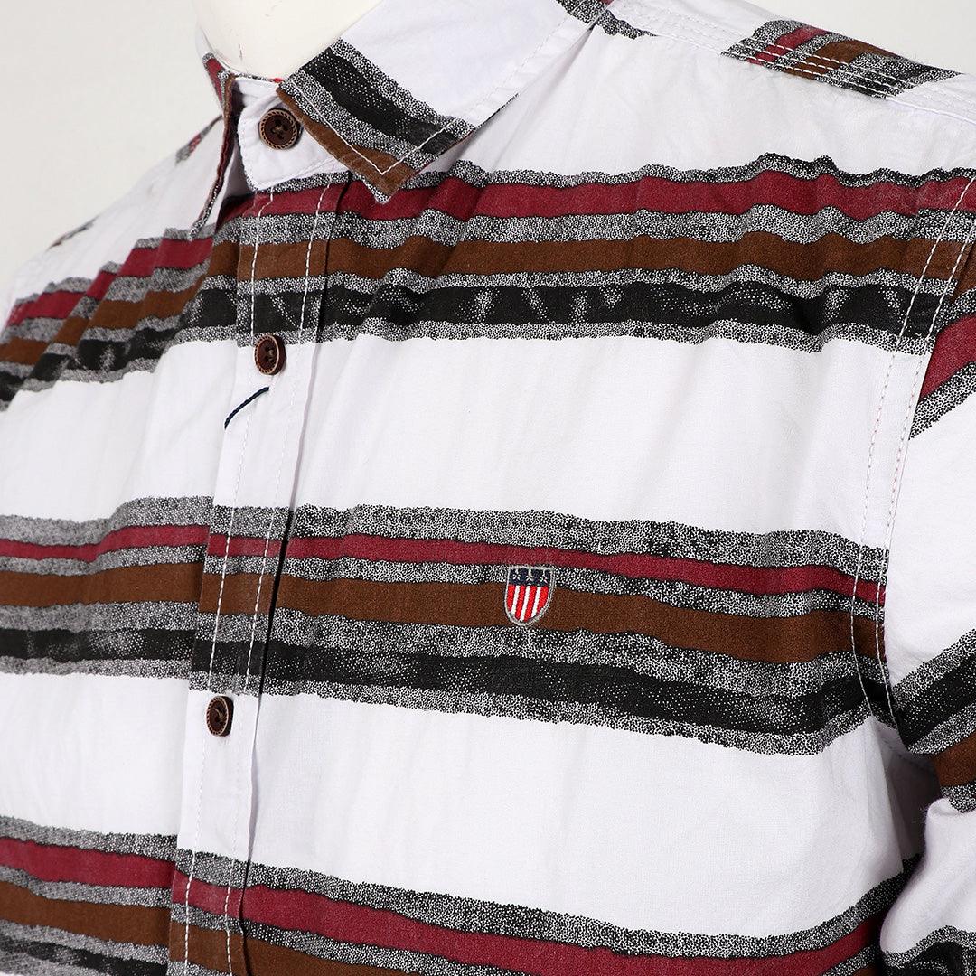 Bajieli Executive White With Wine, Brown, And Black Colored LongSleeve Shirt - Obeezi.com