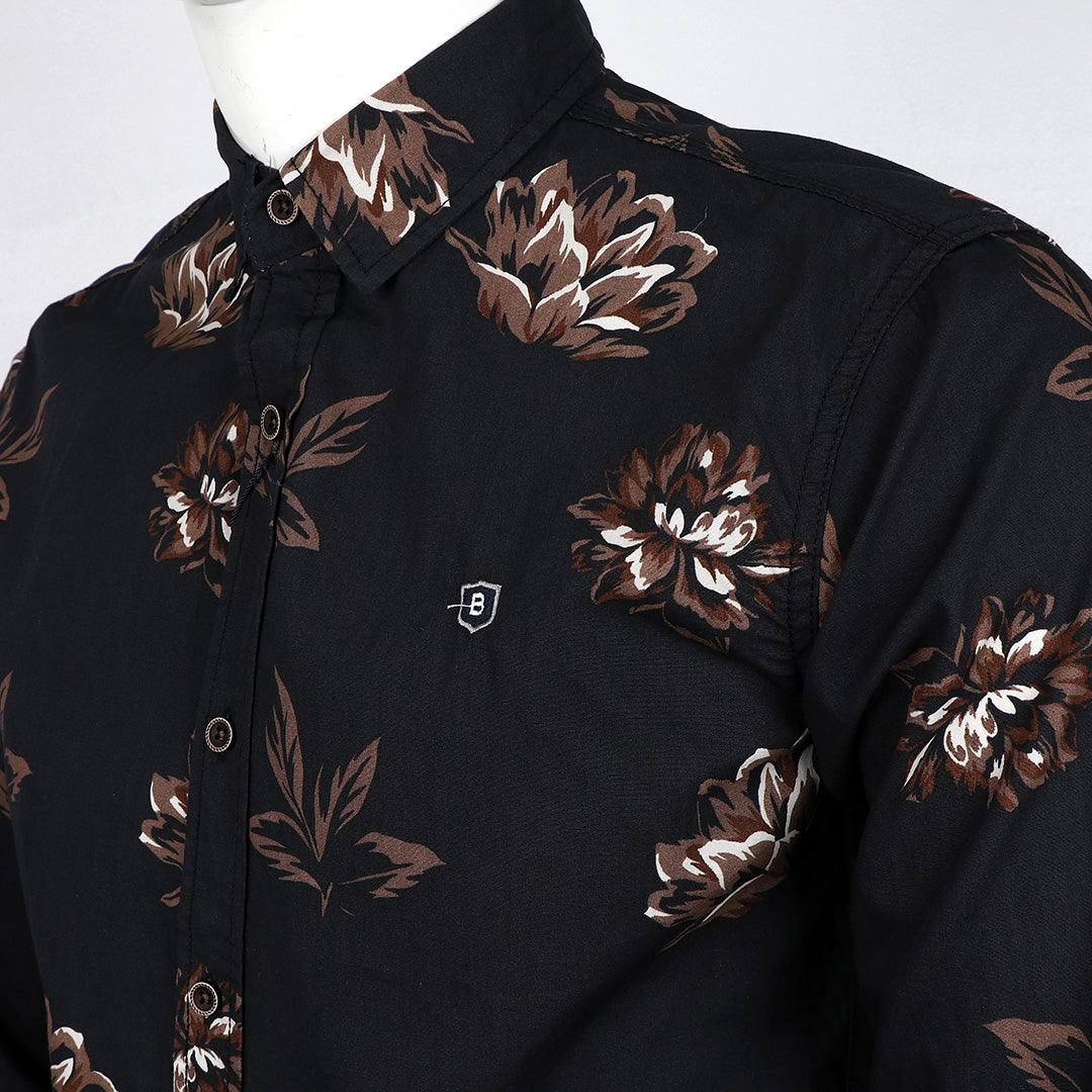 Bajieli Finest Quality Black and Brown Flowered Designed Shirt - Obeezi