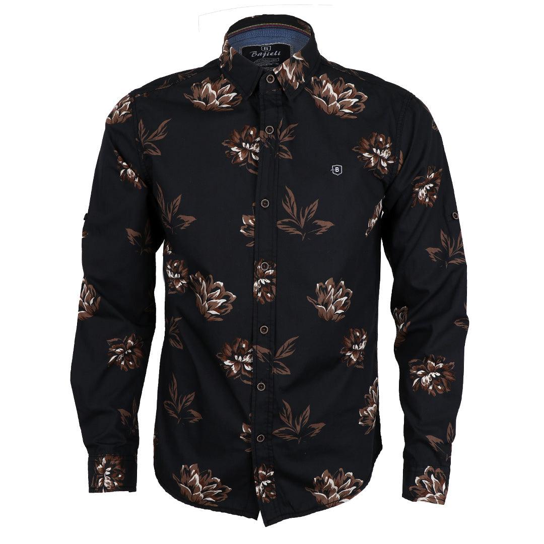 Bajieli Finest Quality Black and Brown Flowered Designed Shirt - Obeezi