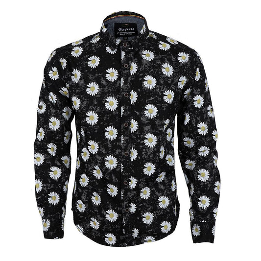 Bajieli Finest Quality Black With Sunflower Designed Shirt-Black - Obeezi.com