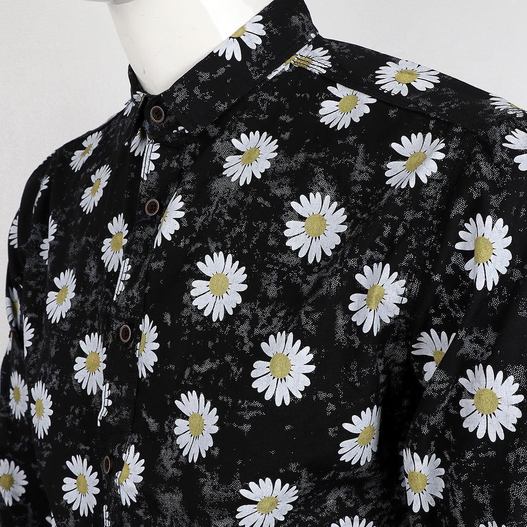 Bajieli Finest Quality Black With Sunflower Designed Shirt-Black - Obeezi.com