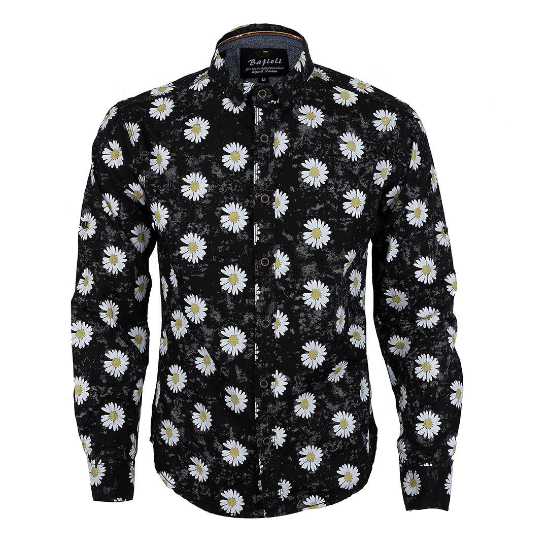 Bajieli Finest Quality Black With Sunflower Designed Shirt-Black - Obeezi.com