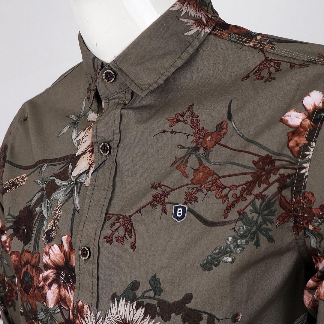 Bajieli Finest Quality Green Flowered Designed Shirt - Obeezi.com