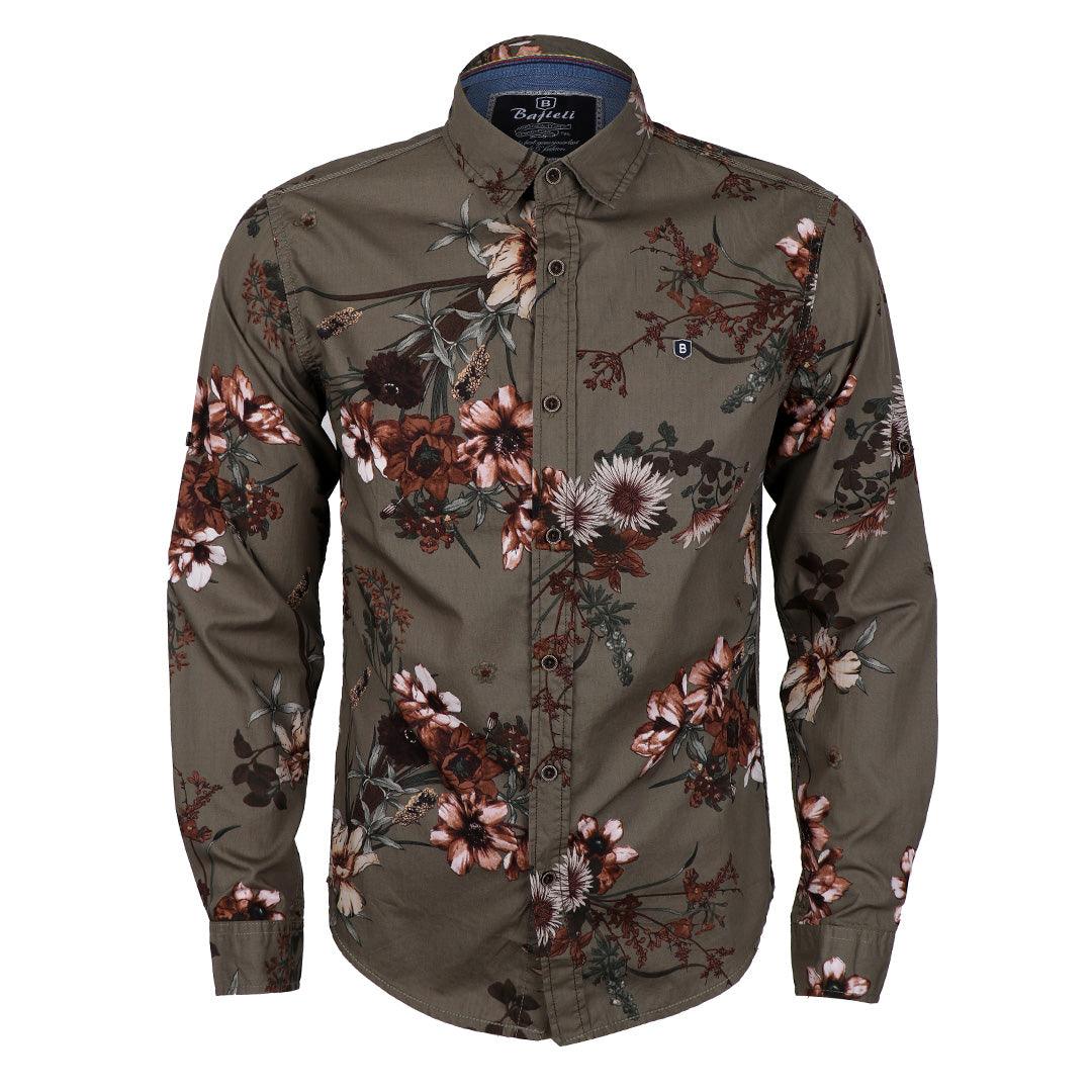 Bajieli Finest Quality Green Flowered Designed Shirt - Obeezi.com