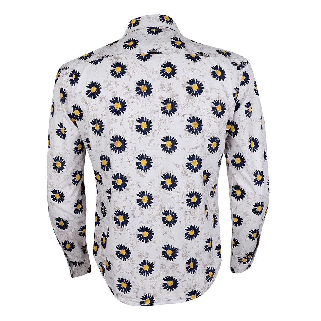Bajieli Finest Quality Sunflower Designed Shirt-White - Obeezi.com