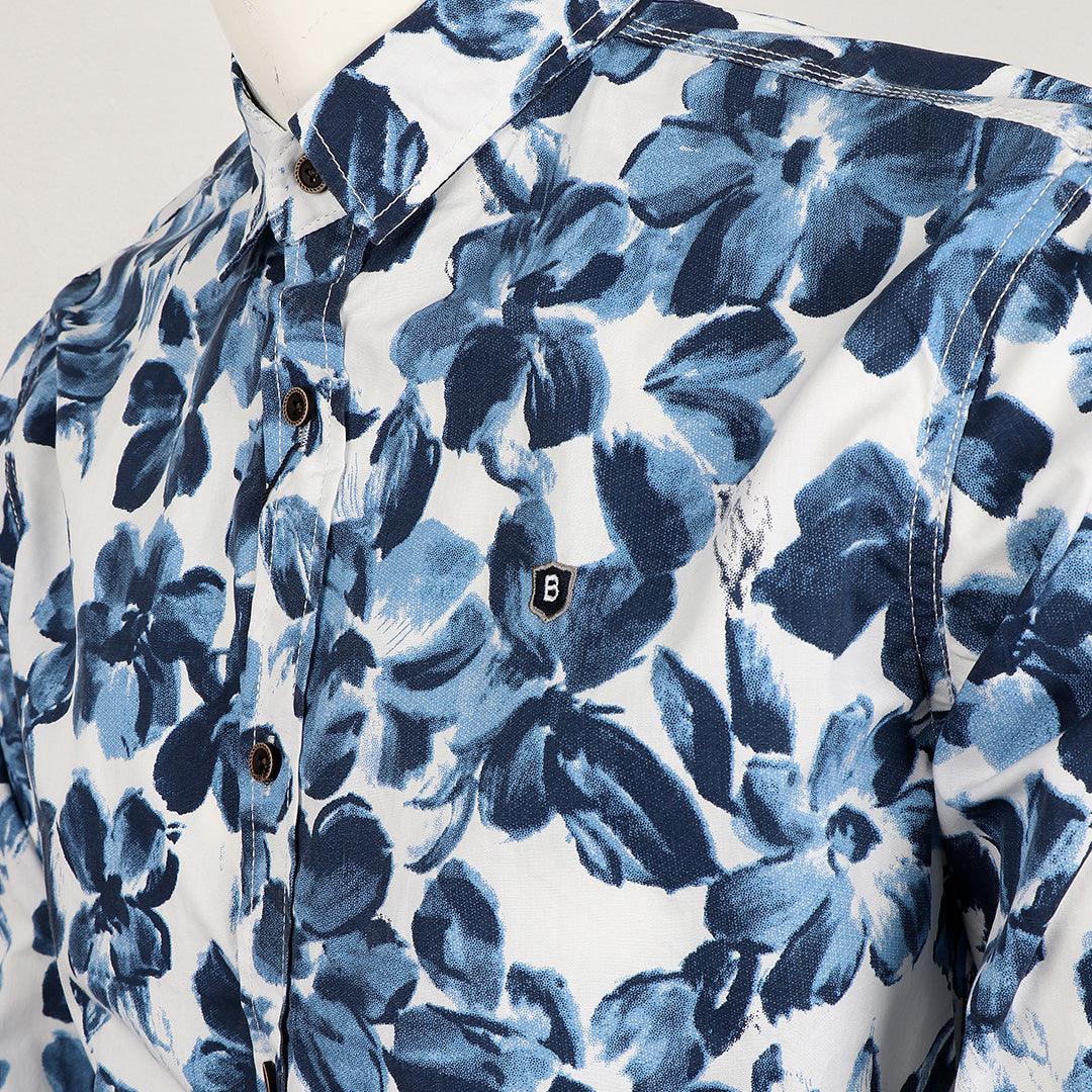Bajieli Floral Sky Blue Long Sleeve Shirt - Obeezi.com