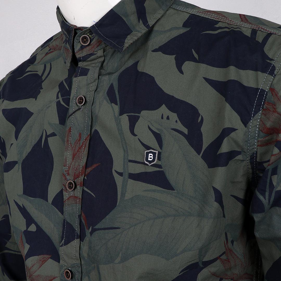 Bajieli Floral Styled Long Sleeve Green Shirt - Obeezi.com
