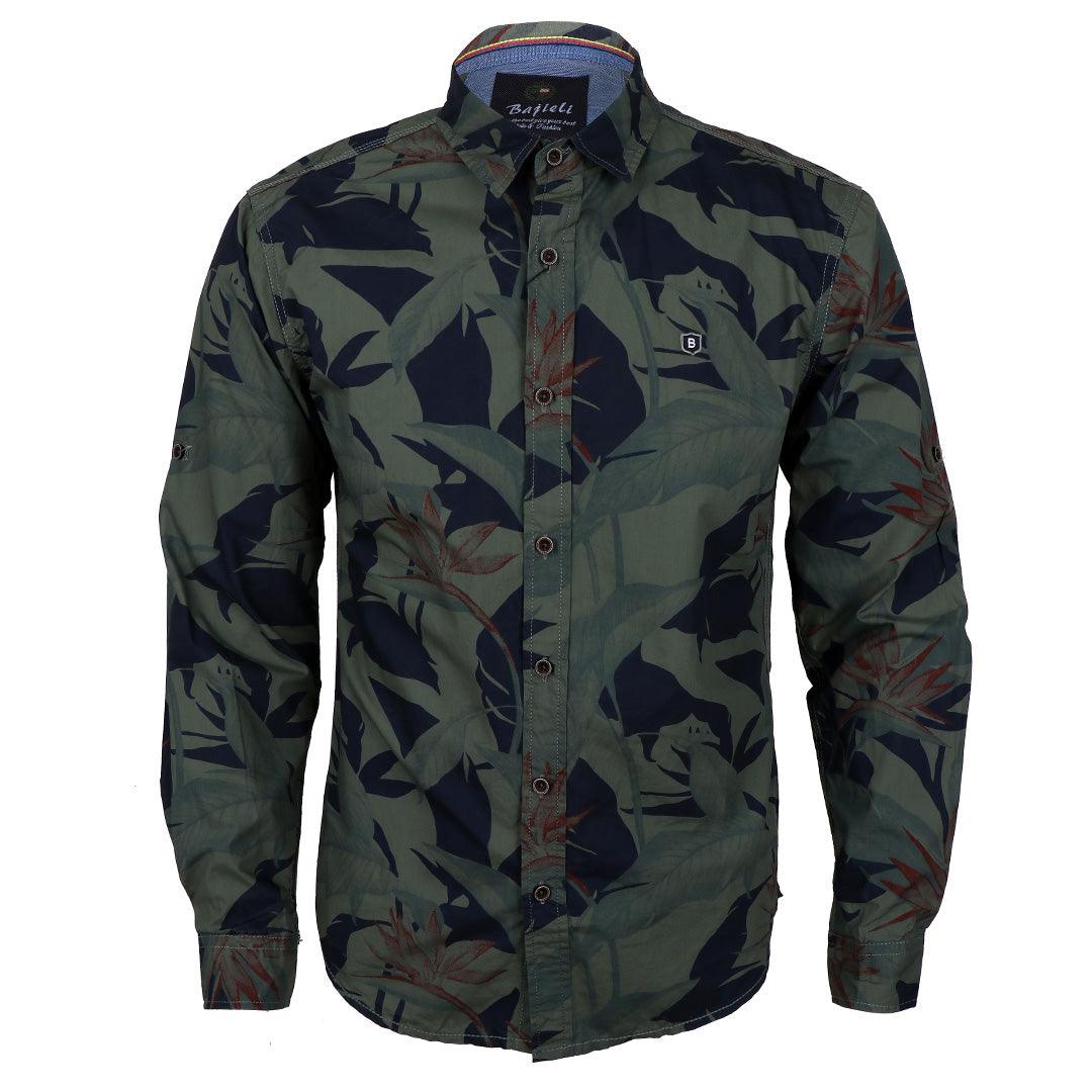Bajieli Floral Styled Long Sleeve Green Shirt - Obeezi.com