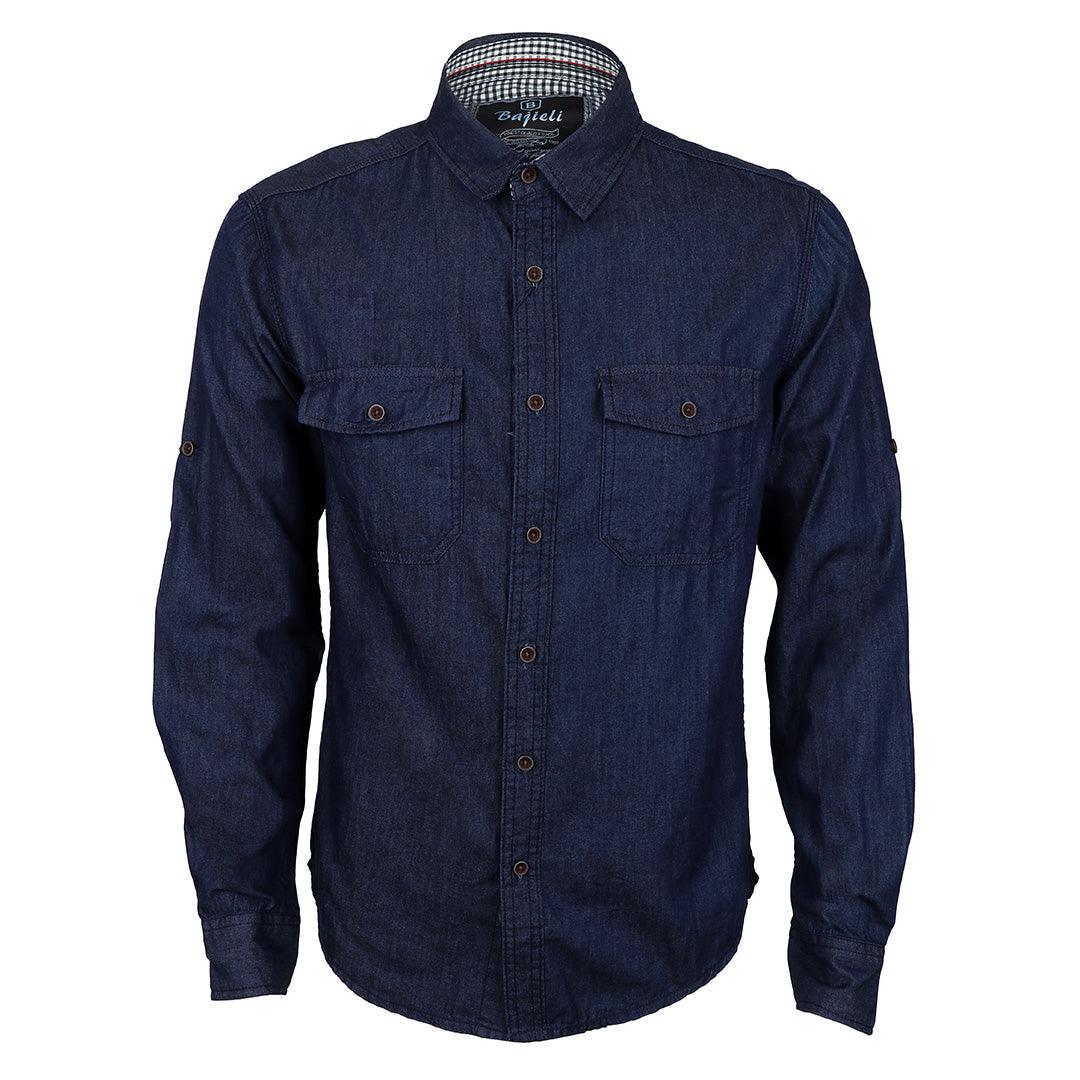 Bajieli Men's Long-sleeved Denim Jeans Shirt - Obeezi