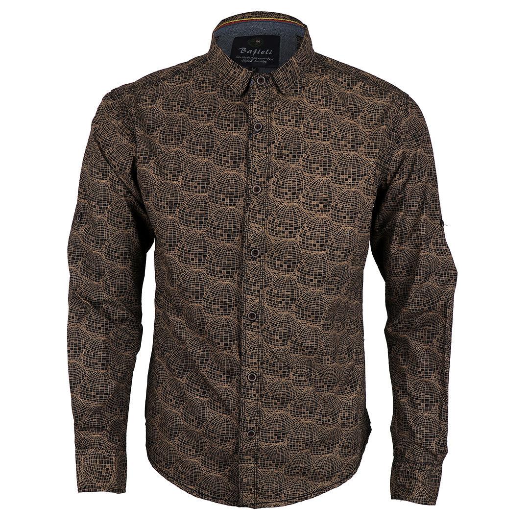 Bajieli Men's Regular Fit Cotton Brown LongSleeve Shirt - Obeezi