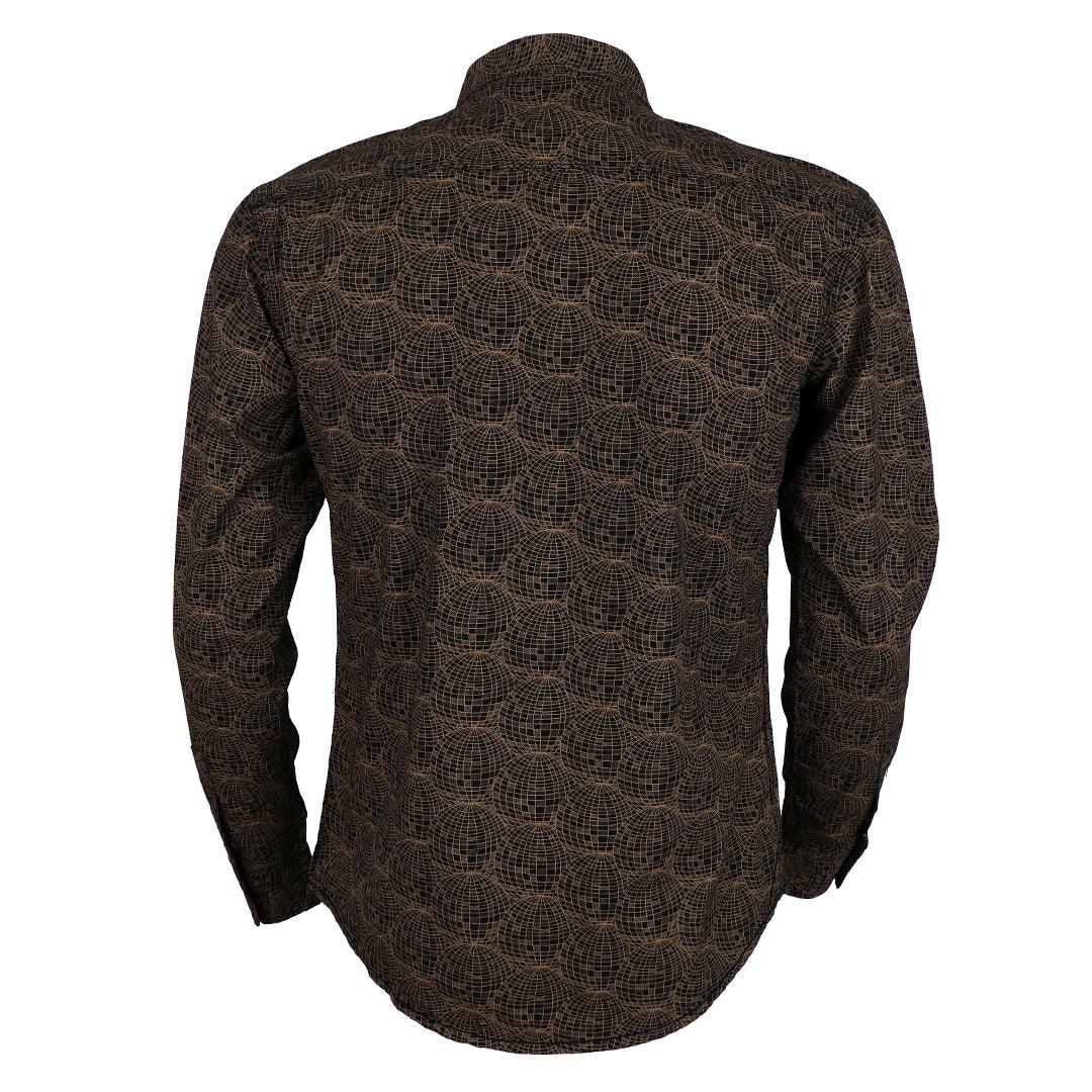 Bajieli Men's Regular Fit Cotton Brown LongSleeve Shirt - Obeezi