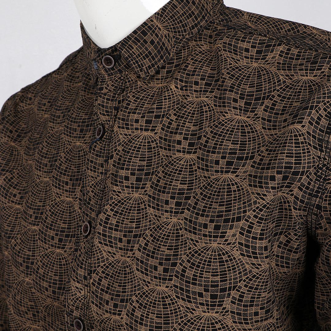 Bajieli Men's Regular Fit Cotton Brown LongSleeve Shirt - Obeezi