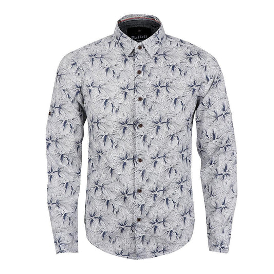 Bajieli New York City Quality Finest Floral Long Sleeve Shirt-White - Obeezi.com