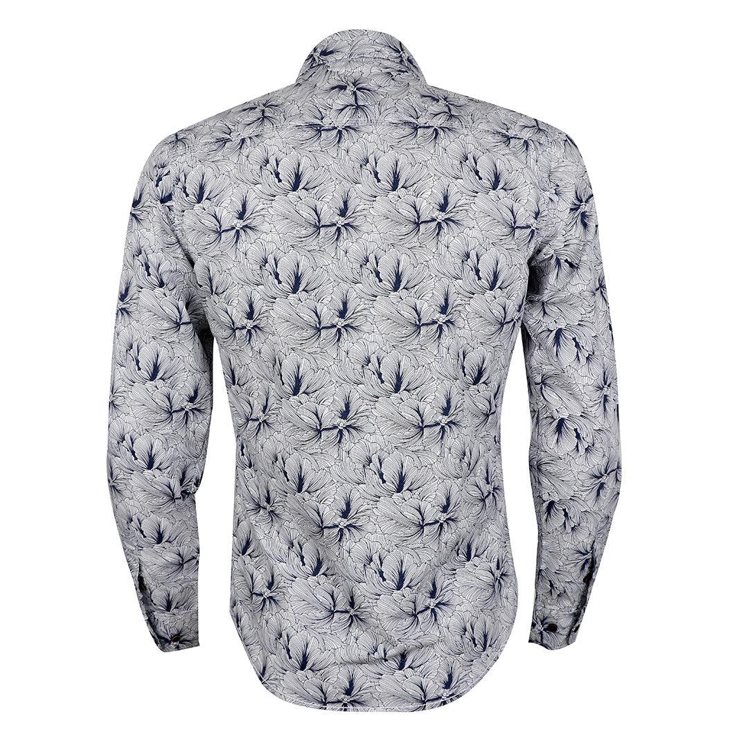 Bajieli New York City Quality Finest Floral Long Sleeve Shirt-White - Obeezi.com