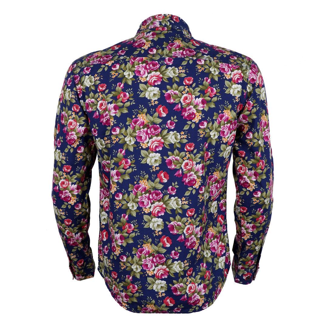 Bajieli New York City Quality Floral Designed Long Sleeve Shirt-Brown - Obeezi.com