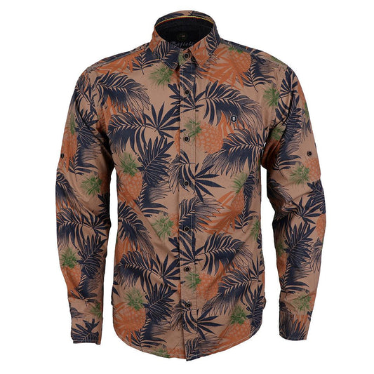 Bajieli Rich Closet Trendy Pineapple Designed Long Sleeve Shirts-Brown - Obeezi