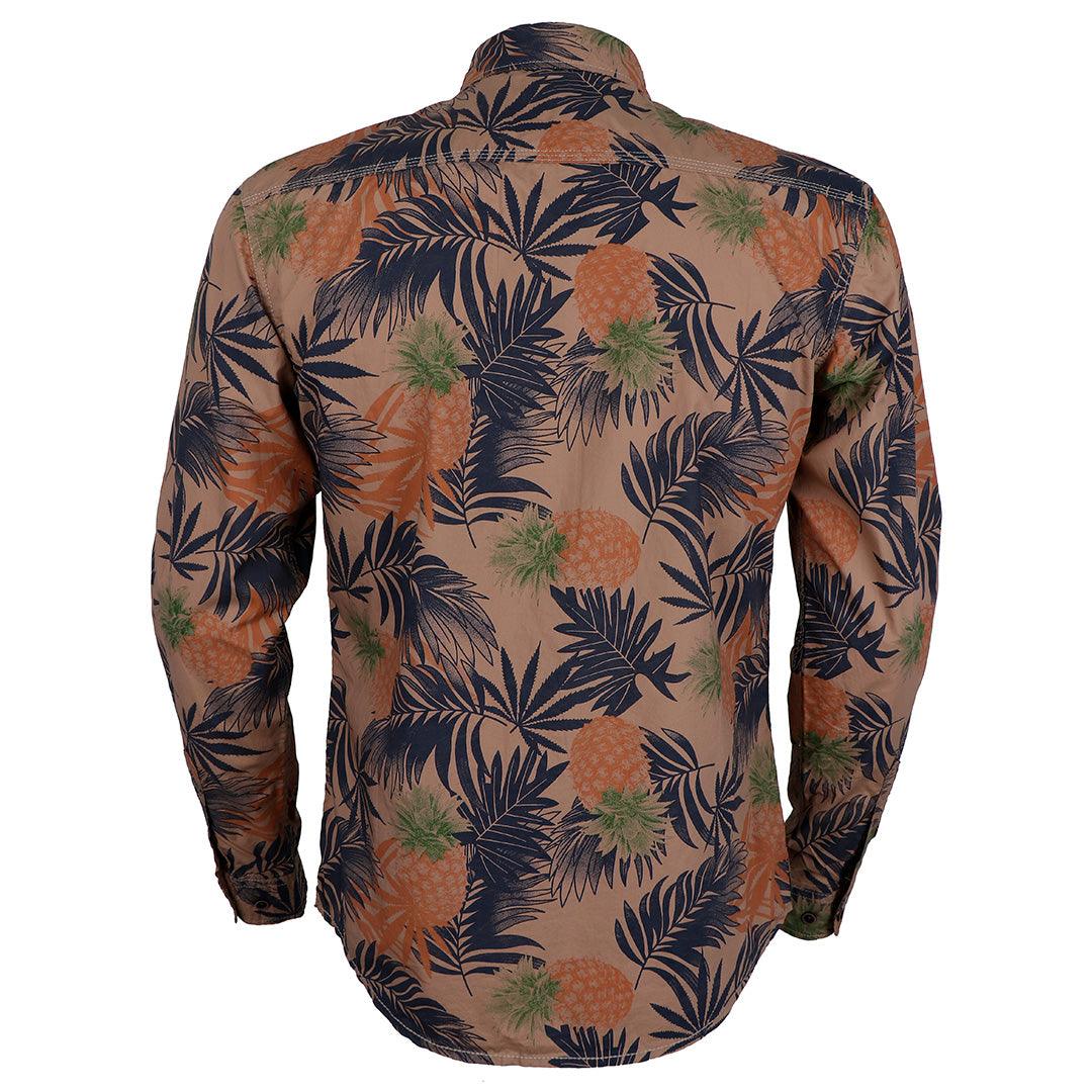 Bajieli Rich Closet Trendy Pineapple Designed Long Sleeve Shirts-Brown - Obeezi