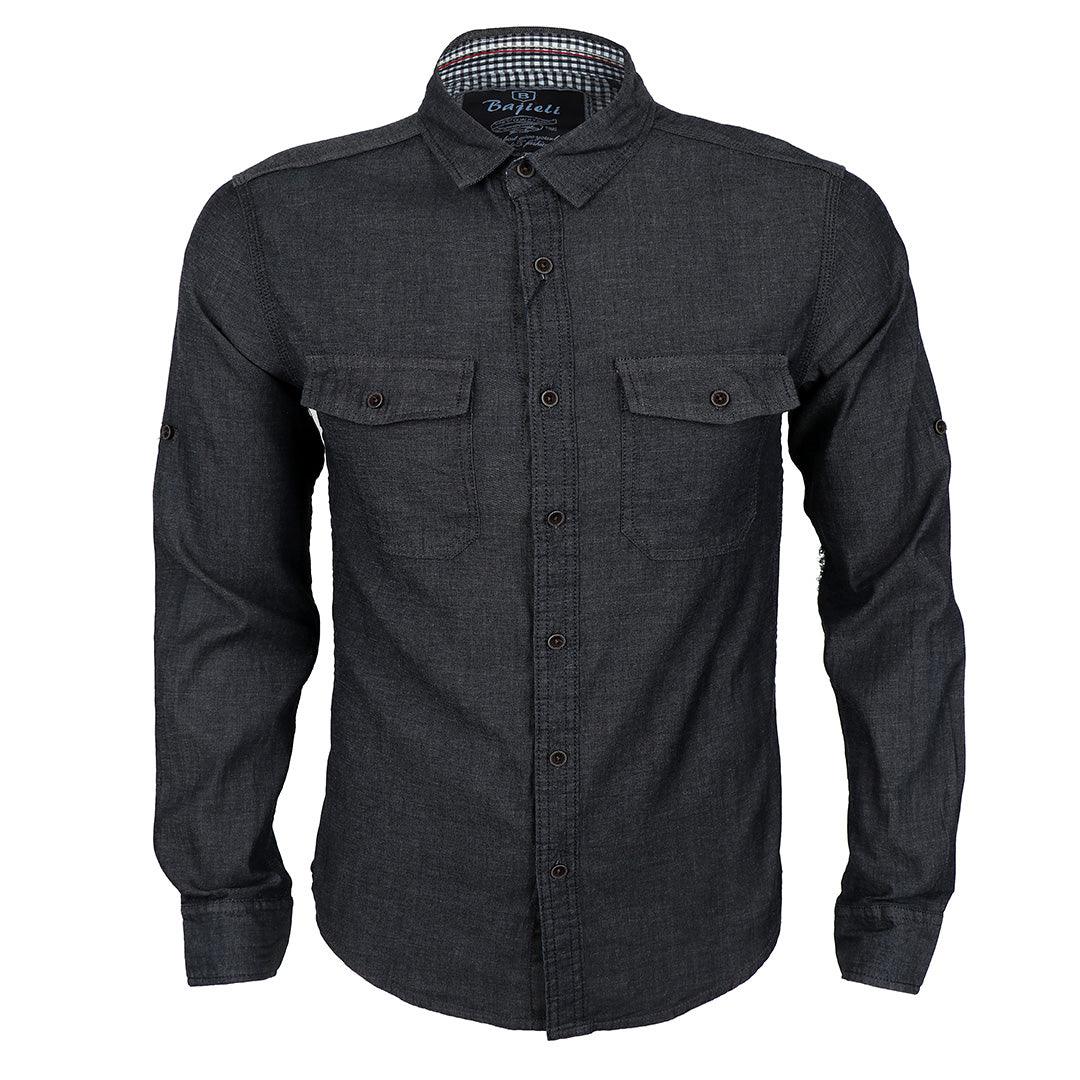 Bajieli Riggs Workwear Men's Denim Work Shirt-Black - Obeezi