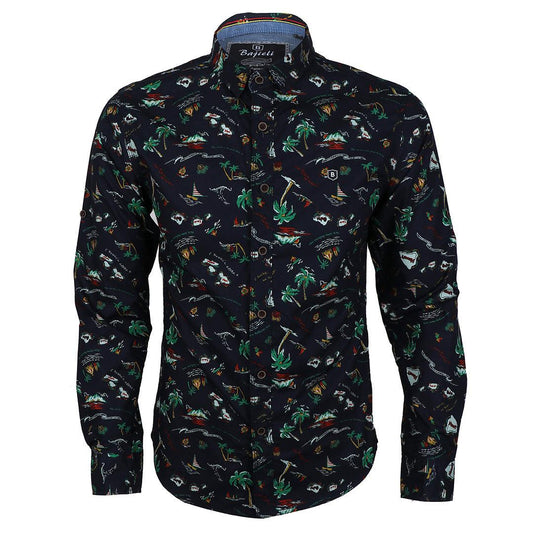 Bajieli Sailor Designed Long Sleeve Shirt- NavyBlue - Obeezi