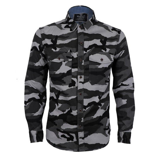 Bajieli Vintage Camo Linen Casual Men Button Down Long Sleeve Shirts - Obeezi.com