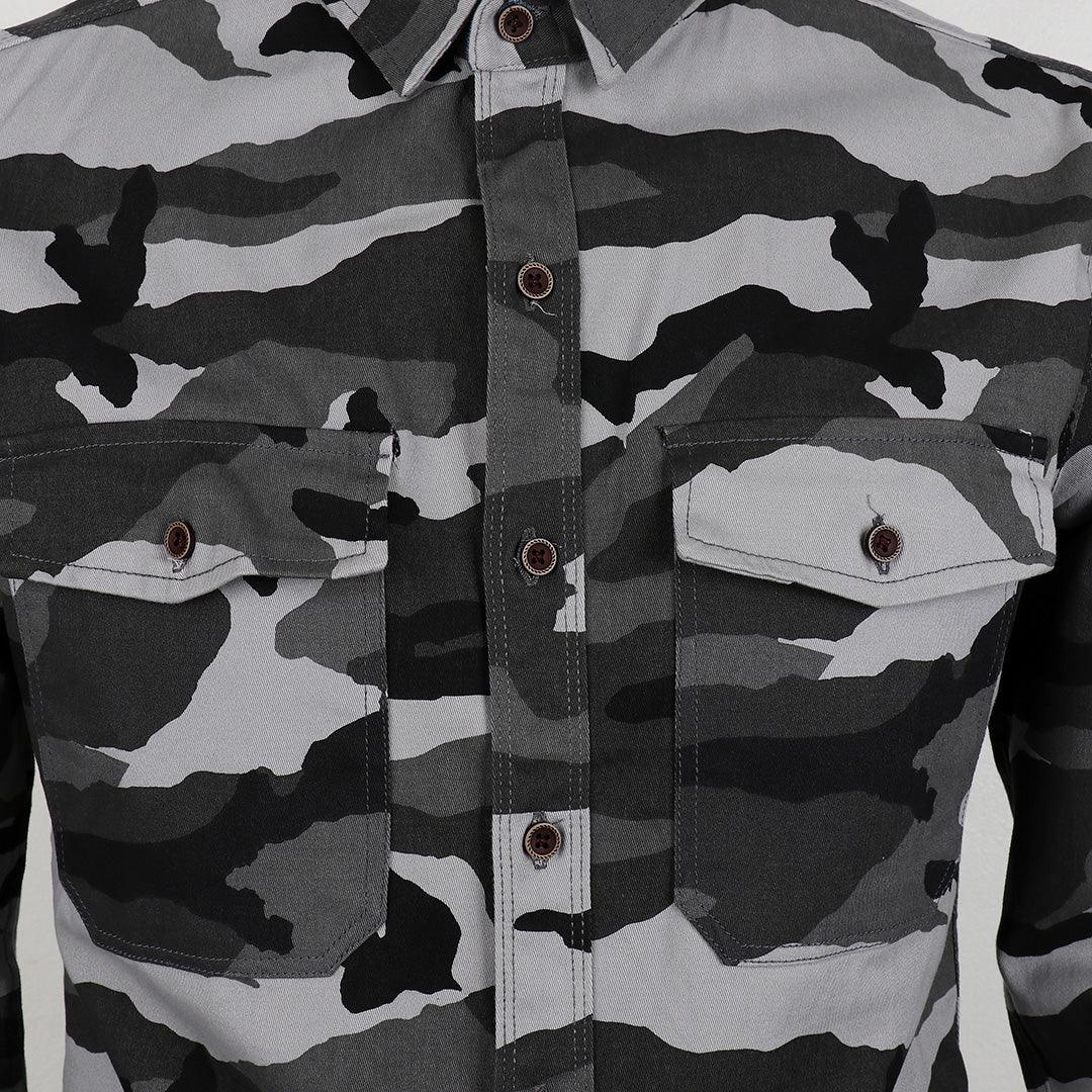 Bajieli Vintage Camo Linen Casual Men Button Down Long Sleeve Shirts - Obeezi.com