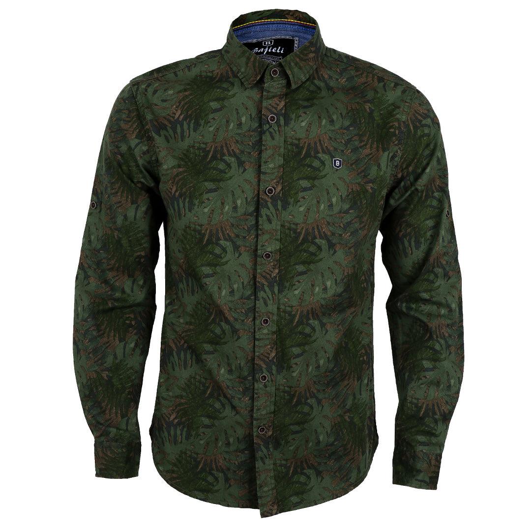 Bajieli Vintage Flowered Designed Long Sleeve Shirt- Green - Obeezi