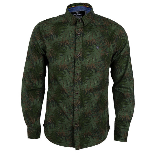 Bajieli Vintage Flowered Designed Long Sleeve Shirt- Green - Obeezi