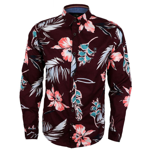 Bajieli Vintage Retro Men’s Fashion Floral Print Slim Fit Shirt - Obeezi
