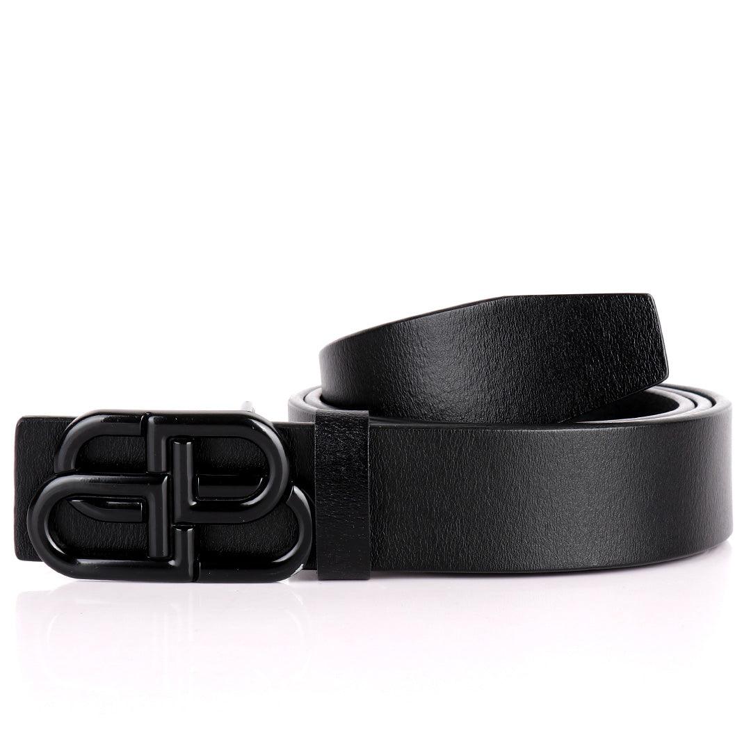 Balenciaga Black Logo Designed Quality Leather Black Belt - Obeezi.com
