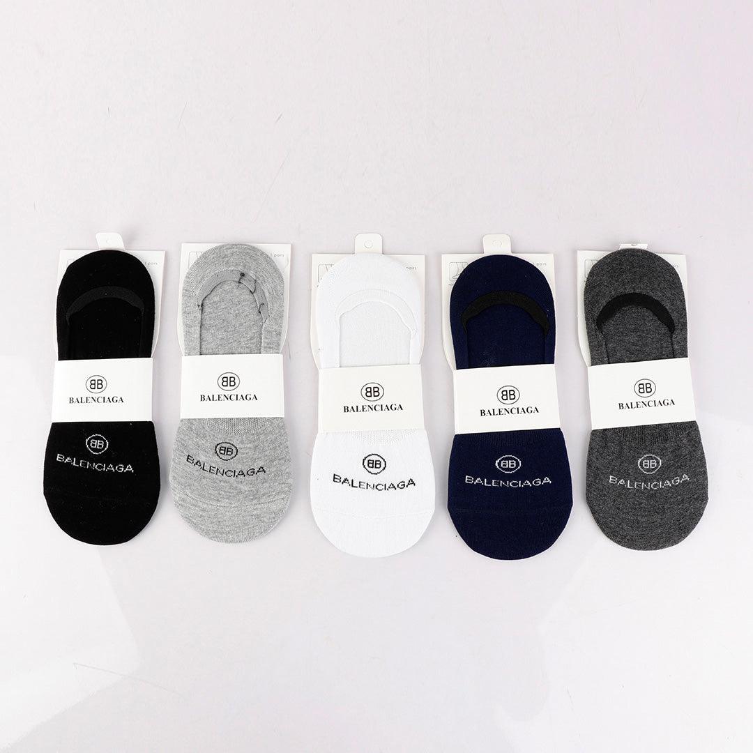 Balenciaga foot cover 5 In 1 Black Grey White Navy Blue Ash socks - Obeezi.com