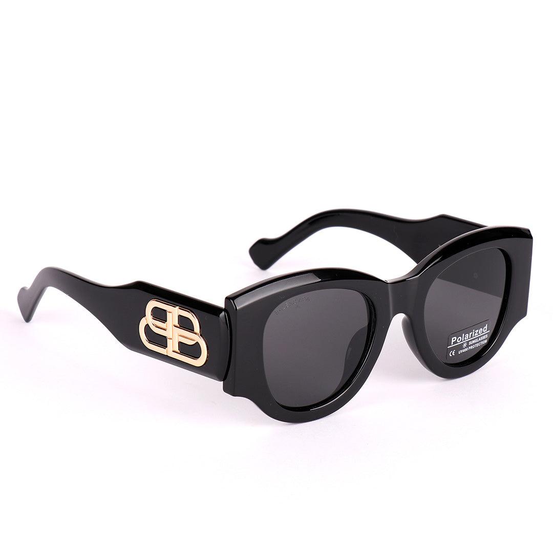 Balenciaga Gold Logo Designed Quality All Black With Polarized Lens Sunglasses - Obeezi.com