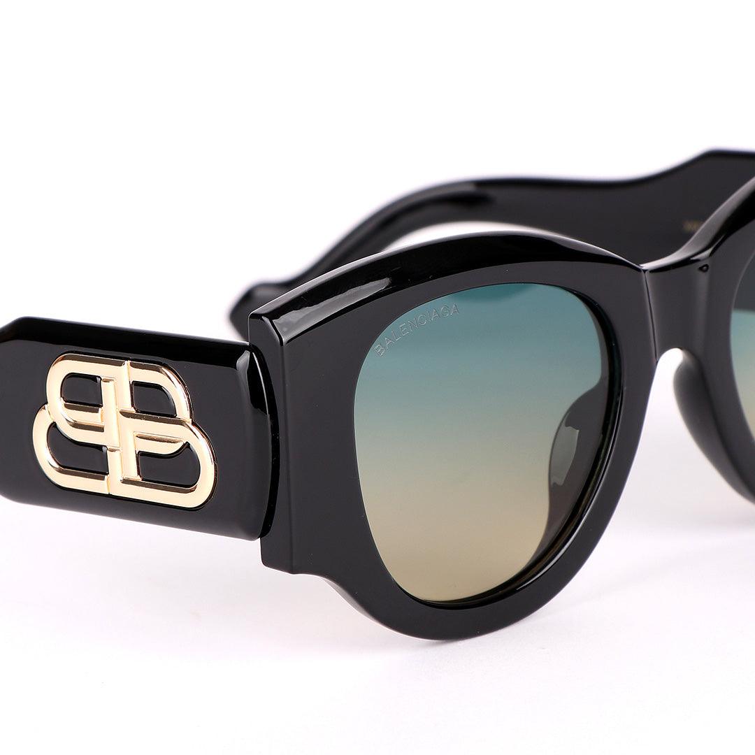 Balenciaga Gold Logo Designed Quality Black Sunglasses - Obeezi.com