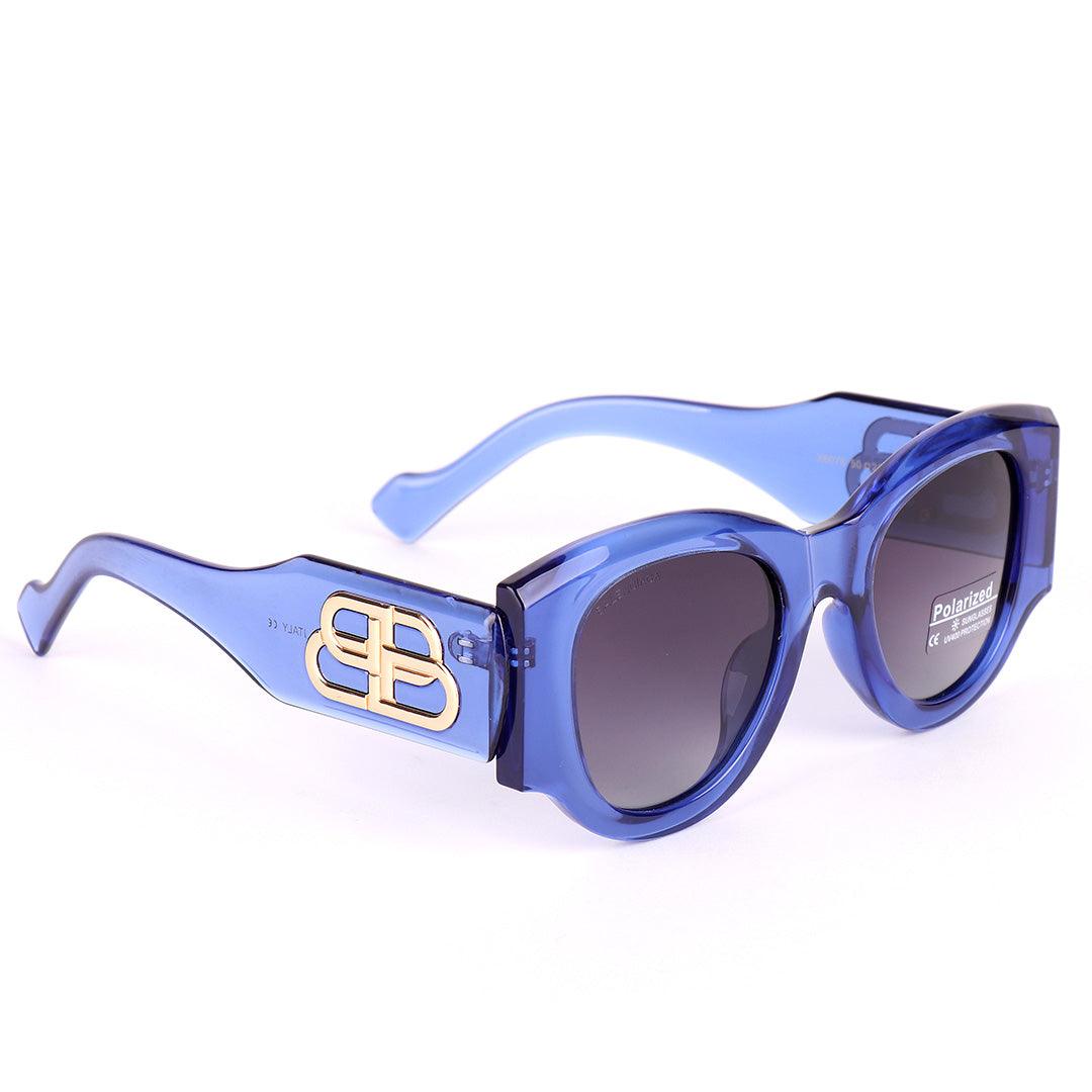 Balenciaga Gold Logo Designed Quality Blue Sunglasses - Obeezi.com