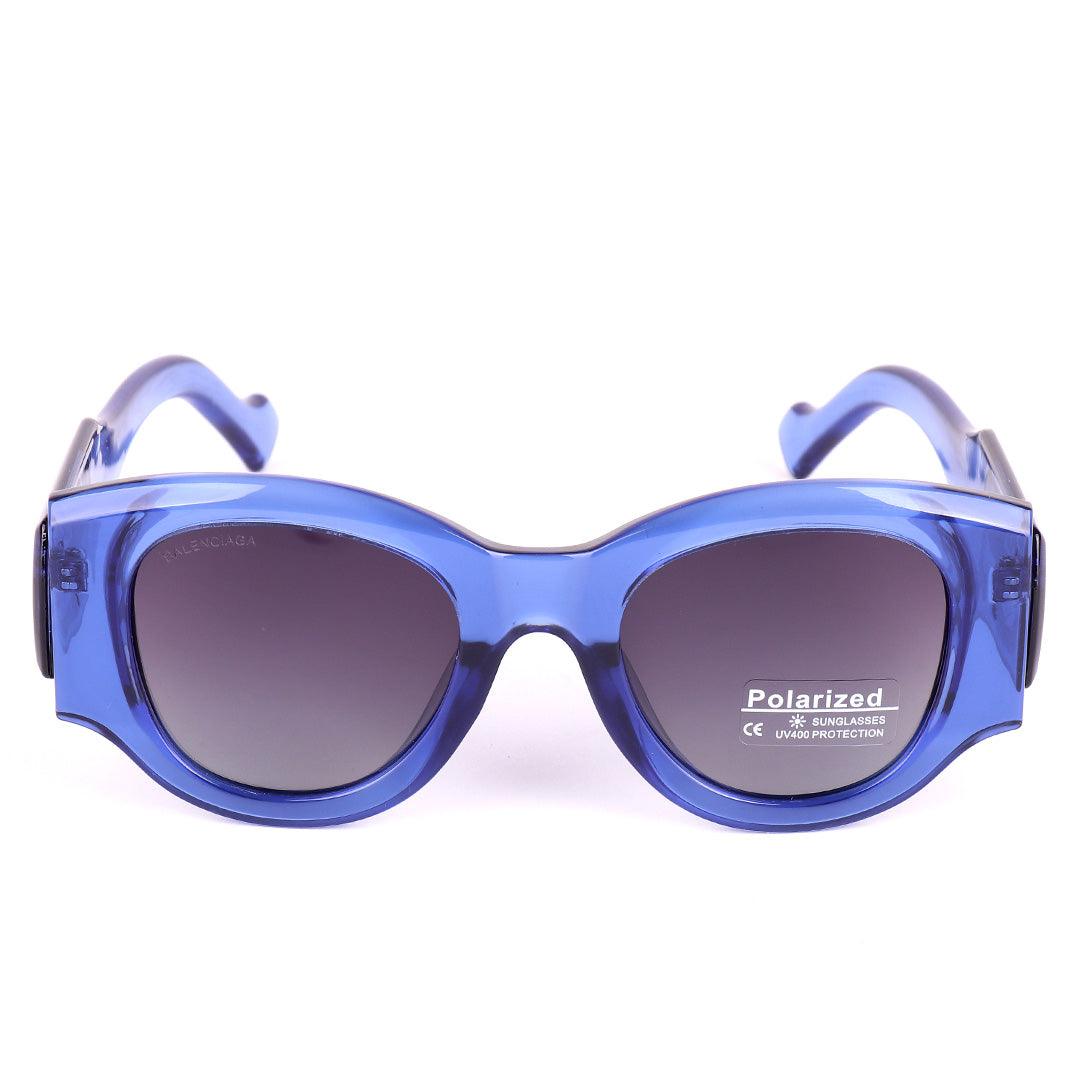Balenciaga Gold Logo Designed Quality Blue Sunglasses - Obeezi.com