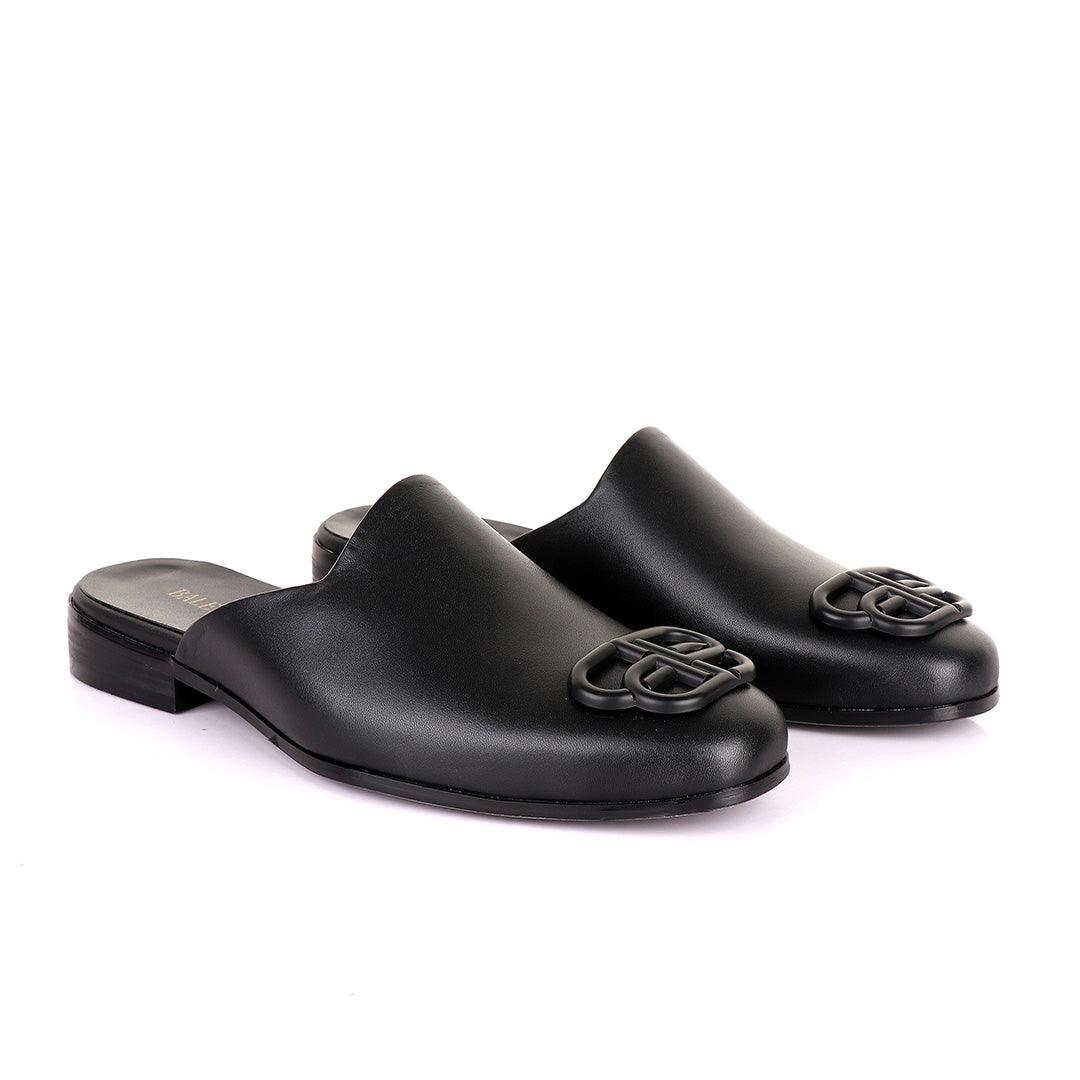 Balenciaga Half Shoe With Front Logo -Black - Obeezi
