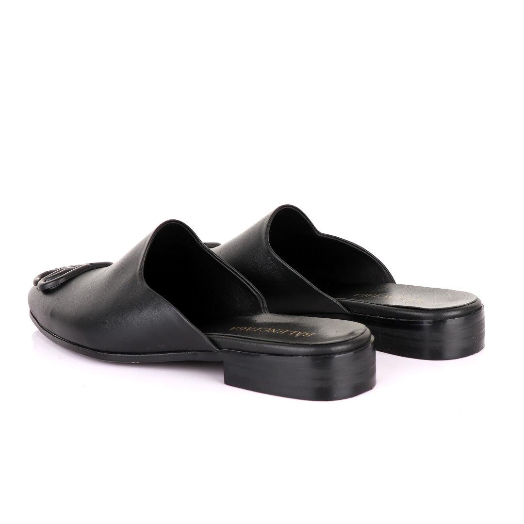 Balenciaga Half Shoe With Front Logo -Black - Obeezi