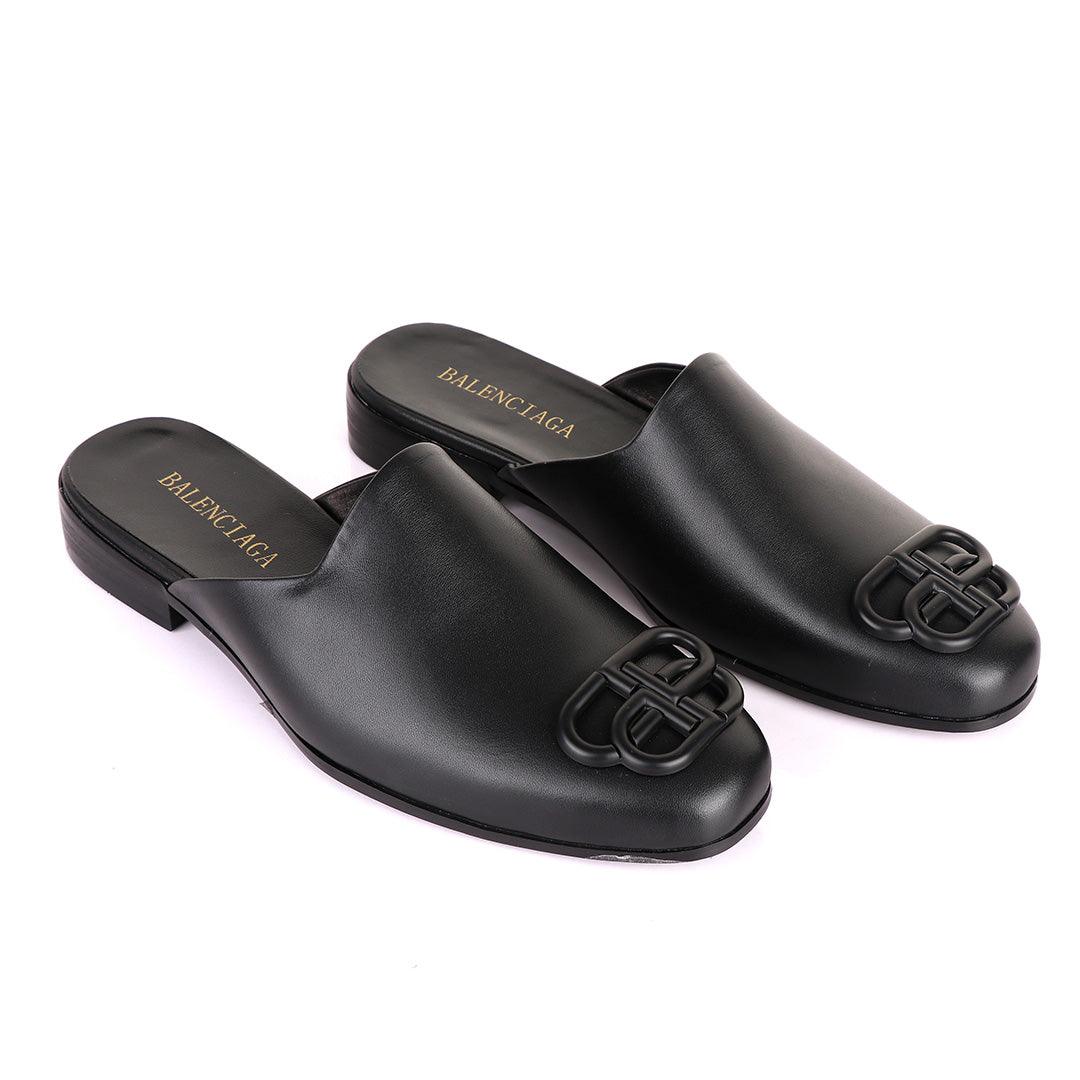 Balenciaga Half Shoe With Front Logo -Black - Obeezi