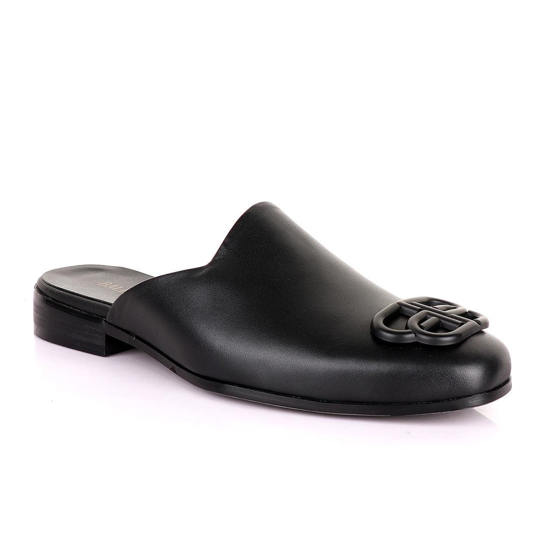 Balenciaga Half Shoe With Front Logo -Black - Obeezi