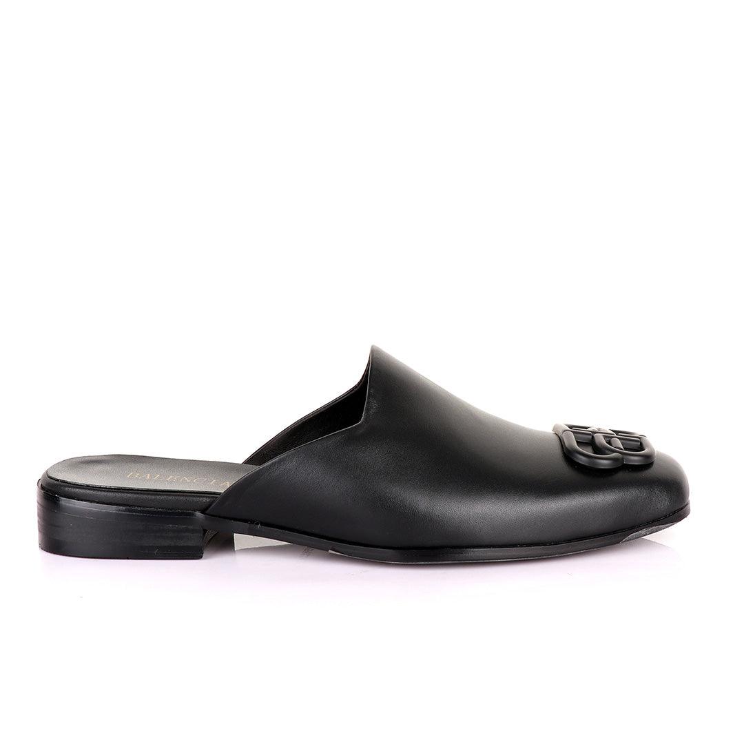Balenciaga Half Shoe With Front Logo -Black - Obeezi