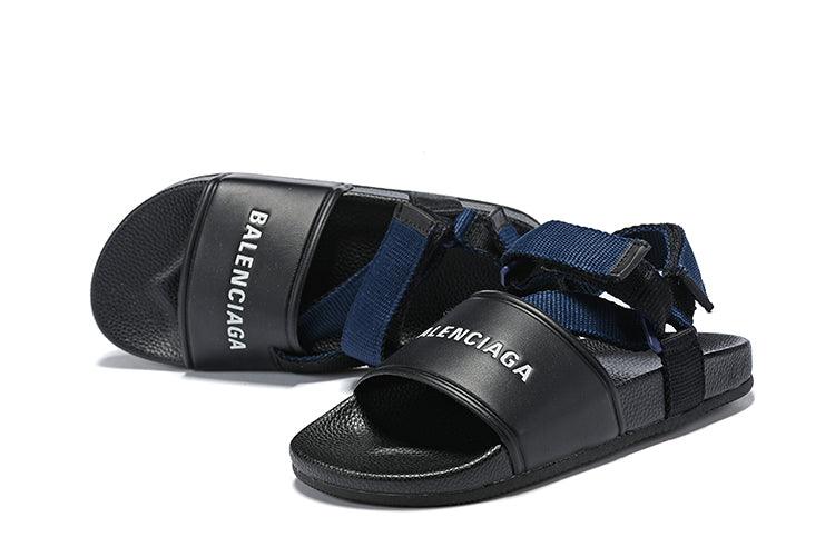 Balenciaga Men's Logo-Stamped Leather Sandals - Obeezi