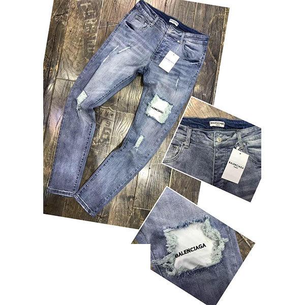 BALENCIAGA RIPPED JEANS FADED BLU - Obeezi