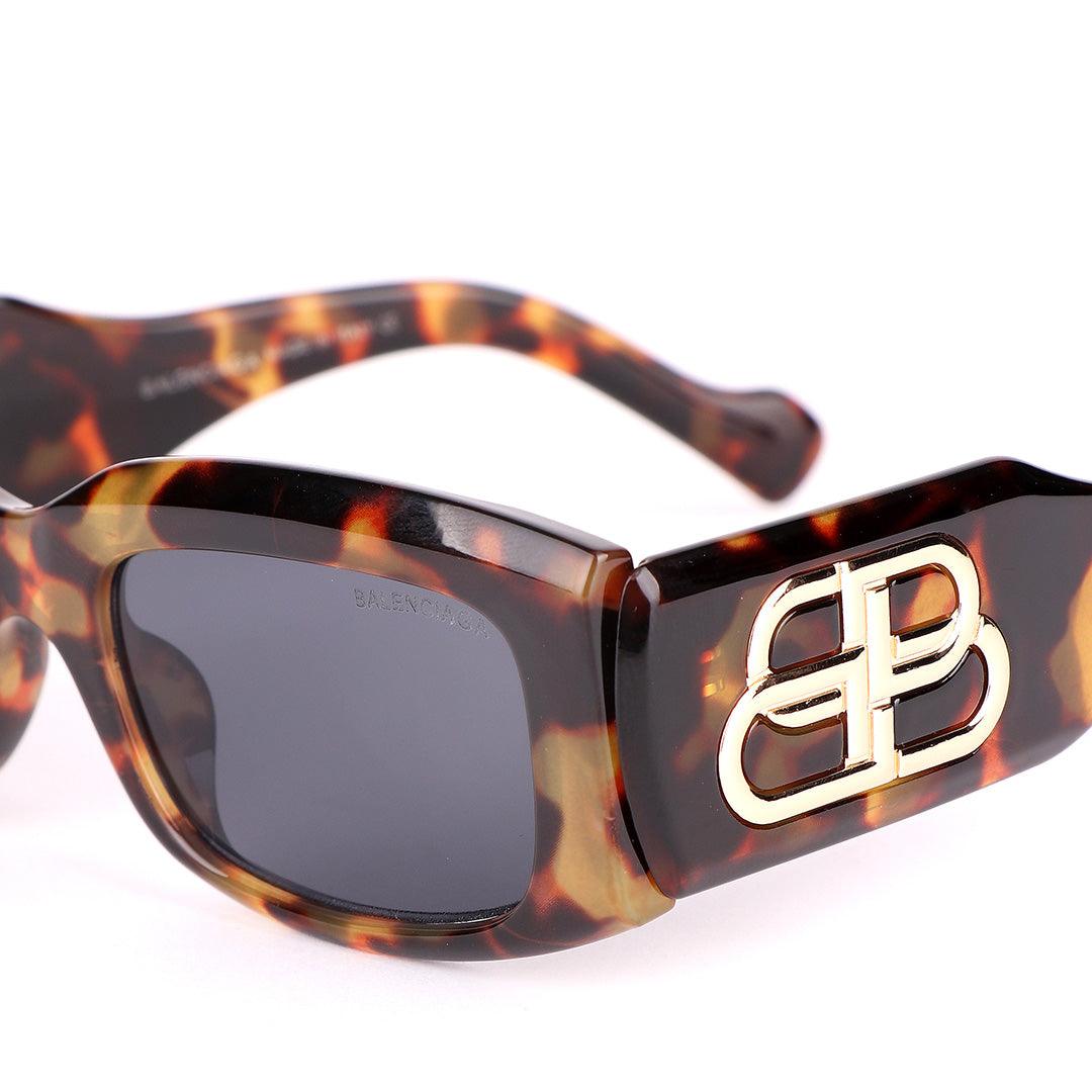 Balenciaga Tortoise Shell-Effect Dynasty Rectangle Sunglasses - Obeezi.com